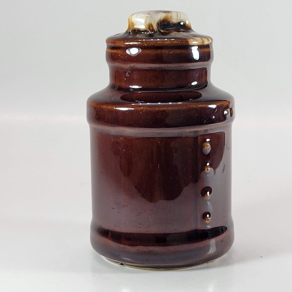 Salt and Pepper Shakers Milk Can Vintage McCoy Brown Glaze Farmhouse - Picture 4 of 5